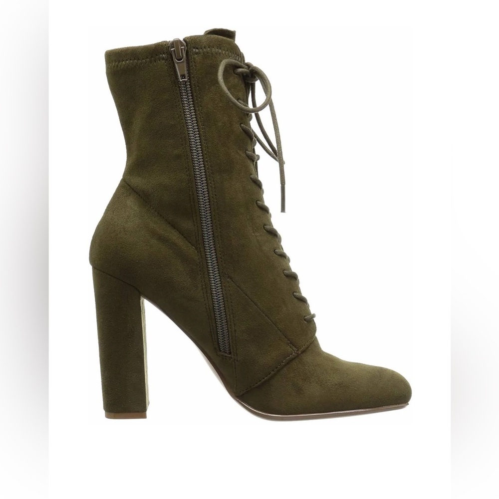 Women's Elley Lace-Up Block-Heel Booties (olive color)